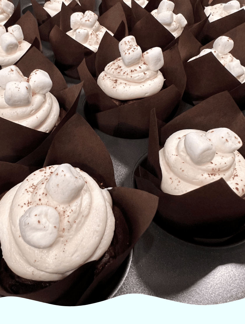 Gluten Free Cupcakes; chocolate with marshmellow topping